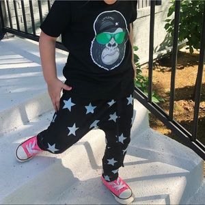 Grey Stars Black Pants